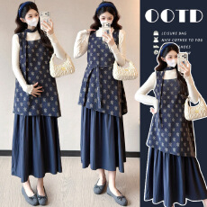 批发实拍~<b class='q'>孕妇装</b>秋款连衣裙 高级感显白中长裙 气质通勤<b class='q'>百搭</b>两件套