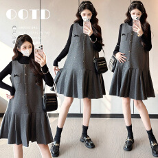 批发实拍~孕妇装秋冬新款时尚百褶背心裙-优雅<b class='q'>可爱</b>百搭<b class='q'>连衣裙</b>套装