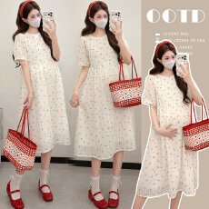 批发实拍~<b class='q'>孕妇</b><b class='q'>夏装</b>碎花<b class='q'>连衣裙</b> 宽松大码透气中长款裙 遮肚显瘦仙女裙