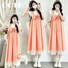 批发实拍现~孕妇<b class='q'>夏</b>装套装 时尚背带裙 孕期外出休闲显瘦两件套