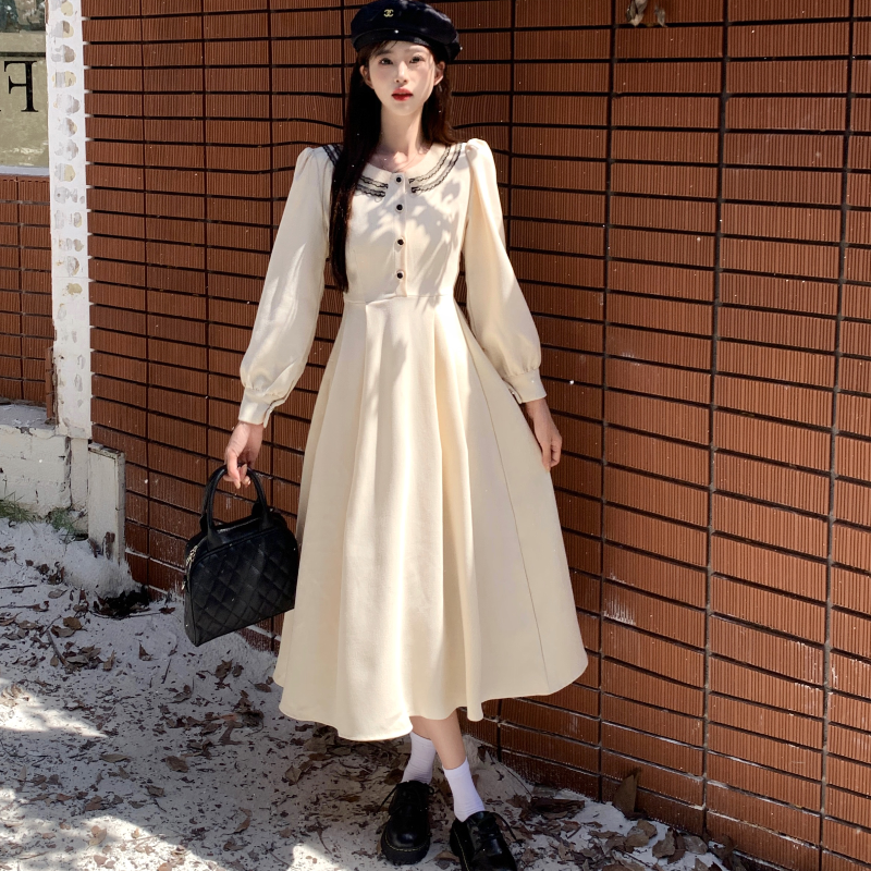 MY13927# 气质高级感红色连衣裙新款法式赫本风女神范衬衫长裙女裝貨源服裝批發
