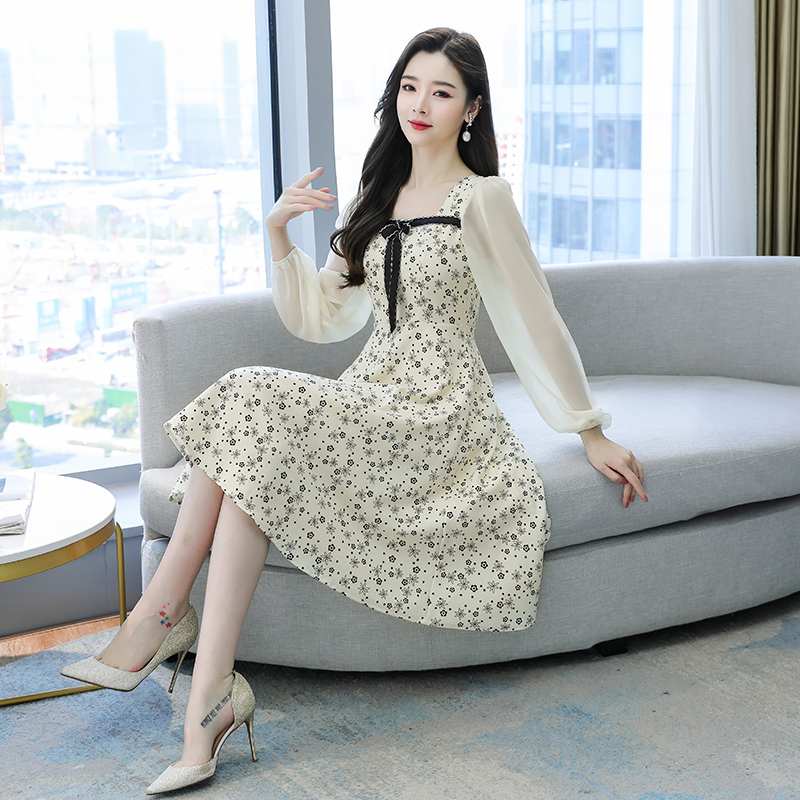 RY594# 大码女装胖mm法式优雅修身连衣裙显瘦收腰设计温柔裙子新款蝴蝶结