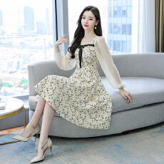 批发大码女装胖mm法式优雅修身连衣裙显瘦收腰设计温柔裙子新款蝴蝶结