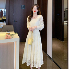 批发大码胖mm茶歇法式高级感蕾丝连衣裙春<b class='q'>秋</b>名媛气质小香风显瘦长裙子