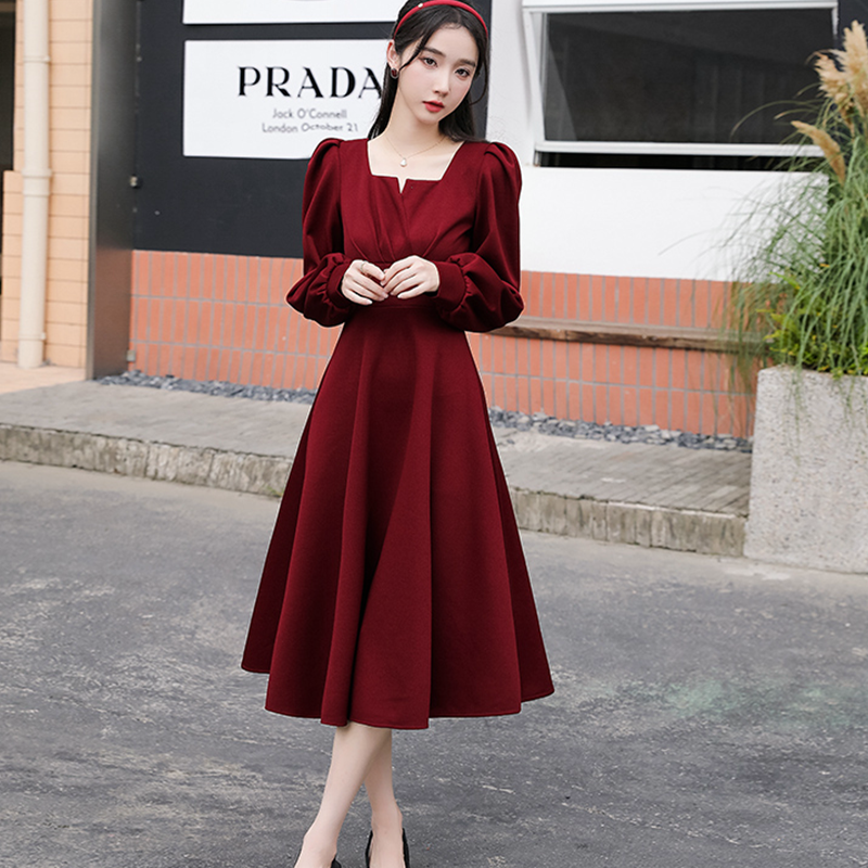 MY13917# 平时可穿敬酒服大码胖mm收腰显瘦红色订婚连衣裙高级感礼服女裝貨源服裝批發