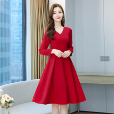 批发法式复古温柔风连衣裙<b class='q'>春</b>秋新款大码高级感显瘦气质订婚礼服长裙子