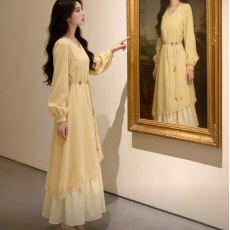 批发大码胖mm秋冬新款时尚气质长袖连衣裙千金感假两件百搭长款裙子女