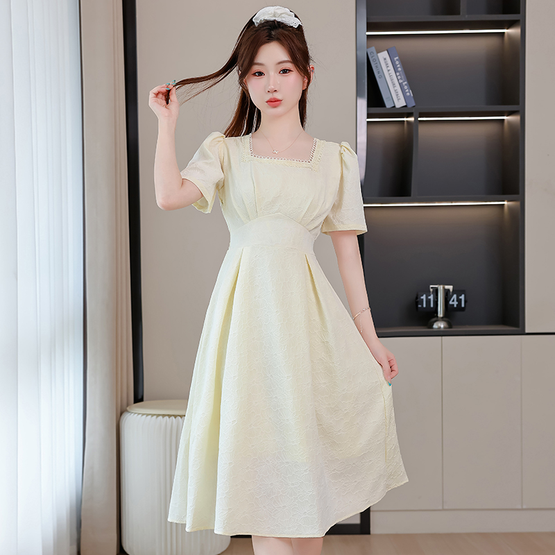 RY603# 百搭新款大码女装胖妹妹m显瘦月光裙法式复古赫本风A字桔梗连衣裙