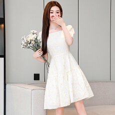 批发夏季2026新款大码女装方口领显瘦纯色连衣裙百搭气质减龄A字裙<b class='q'>潮</b>.