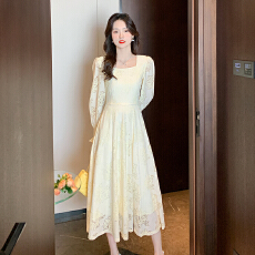 批发法式温柔风长袖连衣裙女2026春装大码胖mm气质收腰显瘦超仙长裙子