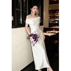 批发实拍   法式订婚成人礼服新款连衣<b class='q'>裙</b>女绝美领证小白<b class='q'>裙</b>