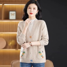 批发V领开衫毛衣<b class='q'>女</b><b class='q'>时尚</b>春秋装2025新款宽松外搭针织披肩外套