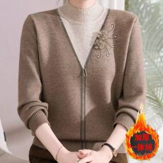 批发<b class='q'>妈妈装</b>秋冬加绒加厚大码打底衫<b class='q'>中老年女装</b><b class='q'>时尚</b>内搭毛衣一体绒针织