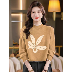 批发小个子高腰羊毛衫女秋冬新款洋气针织打底内搭外穿提花毛衣