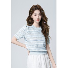 批发冰丝针织条纹短袖T恤女2026夏季新款小个子短款正肩半袖体恤上衣