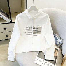 批发重工刺绣学院<b class='q'>甜美</b>纯棉白色长袖衬衫女