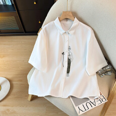 批发<b class='q'>女装</b>棉麻衬衫日系小众设计感刺绣翻领夏季短袖上衣