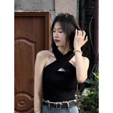 批发法式内搭短款交叉挂脖针织小<b class='q'>吊带</b>背心女夏季性感抹胸<b class='q'>打底</b>无袖上衣