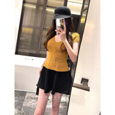 批发纯欲风V领针织短袖T恤女26年新款春夏修身<b class='q'>显瘦</b>显白内搭打底衫上衣