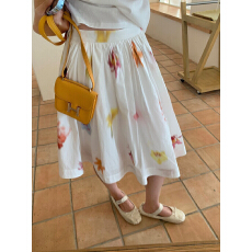 批发艺术花卉 碎花半身裙女设计感中长款蓬蓬裙小众a字伞裙