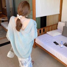 批发新款温柔慵懒风<b class='q'>马海毛</b>针织<b class='q'>开衫</b>秋冬新款薄款宽松毛线衣外套女