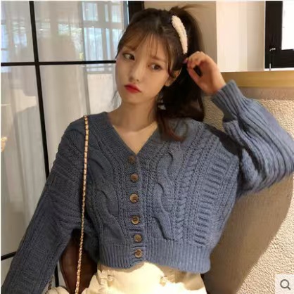 가을 겨울 새로운 레트로 니트 오픈 가디건 루즈핏 V넥 외국 가스 인터넷 유명인 꽈배기 스웨터 여성 코트