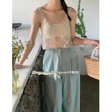 批发2爆款重工亮片吊带背心<b class='q'>宽松</b>无袖圆领刺绣钉珠衫女潮吊带