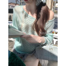 批发绵羊毛圆领马海毛针织衫女温柔松弛修身轻薄上衣