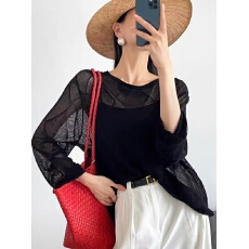 批发韩板秋季新款<b class='q'>时尚</b><b class='q'>大码</b>气质针织衫通勤显瘦遮肉外穿上衣女