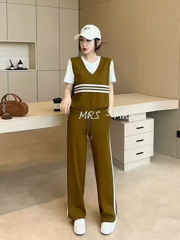 2026 여름 새로운 작은 샤넬 스타일 새로운 패션 슬림해 보이는 캐주얼 스포츠 슈트 여성 루즈핏 투피스 슈트