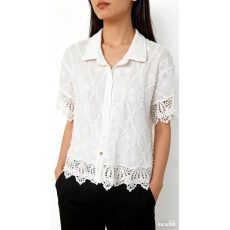 批发刺绣提花<b class='q'>衬衣</b>女春季2026新款洋气减龄宽松蕾丝拼接上衣