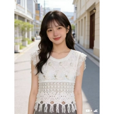 批发法式镂空钩花针织马甲<b class='q'>背心</b>女夏别致外搭无袖小衫<b class='q'>亮片</b>流苏短款上衣