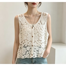 批发波西米亚钩花镂空马甲外套女夏大码胖mm外搭开衫无袖背心上衣
