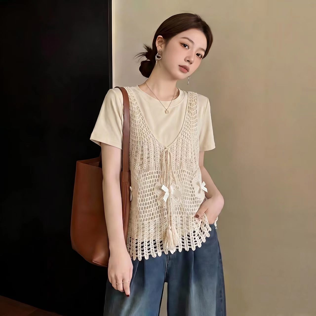 보헤미안 바람 조끼 여자 2026 슈퍼 화재 새로운 여름 빅 사이즈 지방 mm