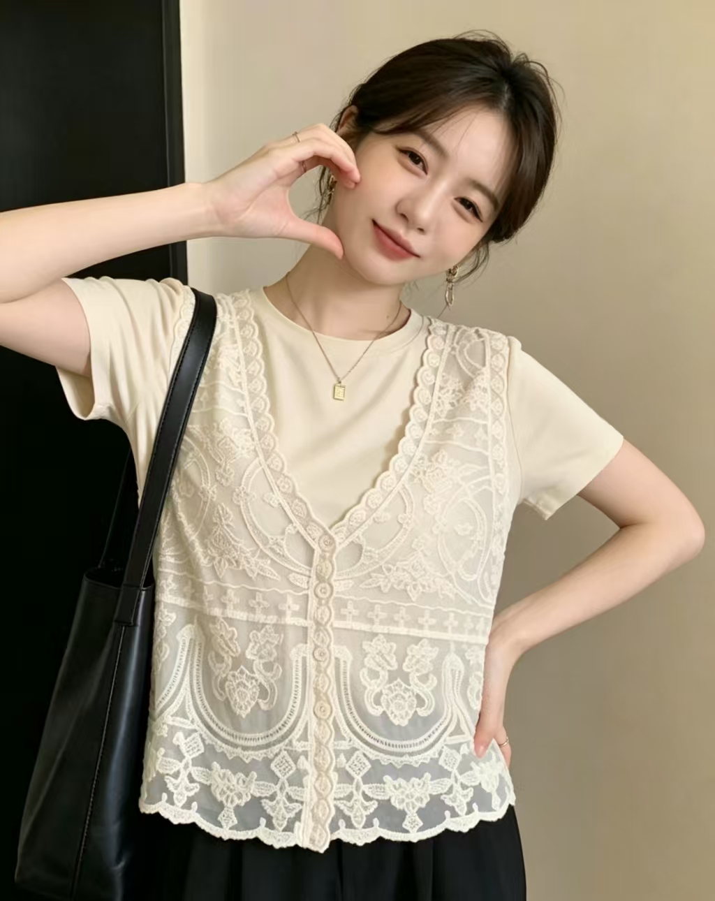지방 mm 새로운 디자인 센스 레이스 베스트 조끼