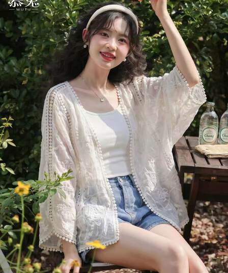 보헤미안 바람 얇은 스타일 자외선 차단 오픈 가디건 여성 2026 새로운 여름 빅 사이즈 지방 mm 스택 착용 슬립 투피스 슈트