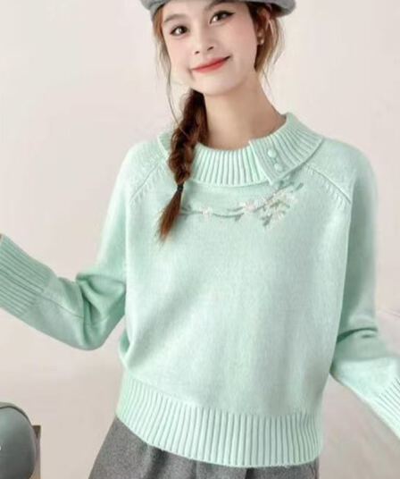 낭만주의 작은 꽃 북유럽 공정한 섬 자카드 니트 스웨터 여성 부드러운 찹쌀 루즈핏 터틀넥 스웨터 겨울