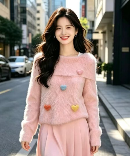 한 부서 부드러운 바람 부드러운 찹쌀 3 차원 색상 털 공 스웨터 여자 가을 겨울 느긋한 바람 루즈핏 슬림해 보이는 다용도 니트 스웨터