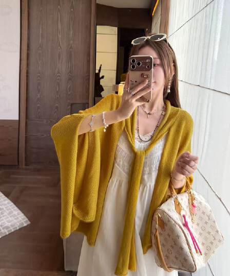 프랑스식 리본 단추 망토 숄 맨위 작은 대중 니트 오픈 가디건 세련된 외부 가져 가라. 캐주얼 바람 스웨터 여성 코트