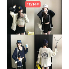 批发棉纱绞花手绘刺绣毛衣开衫/背心套装