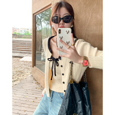 批发曾小咸 韩系针织开衫配吊带女早秋季毛衣外套外搭上衣氛围感穿搭