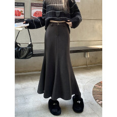 批发2025秋<b class='q'>冬</b>新款法式气质风百搭高腰鱼尾裙A字裙显瘦中长裙半身裙女