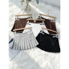 批发设计感美式辣妹风高腰<b class='q'>百褶</b>半身裙女A字百搭显瘦防走光A字<b class='q'>短裙</b>