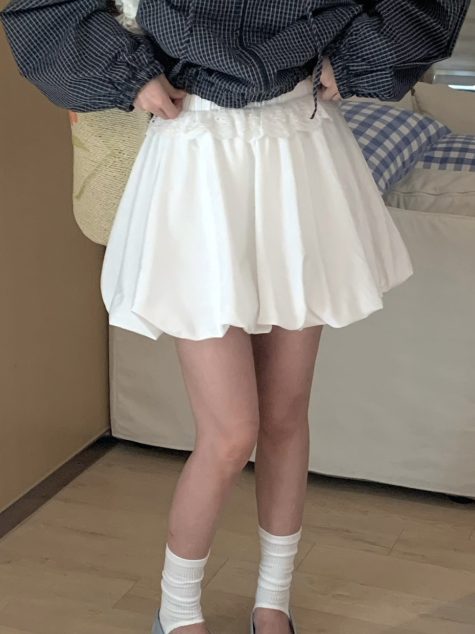 여가 하이웨이스트 미니 스커트 여성 여름 한 부서 신선함 레이스 치마 머리 작은 대중 허리밴드 꽃밭 반신 스커트 여성