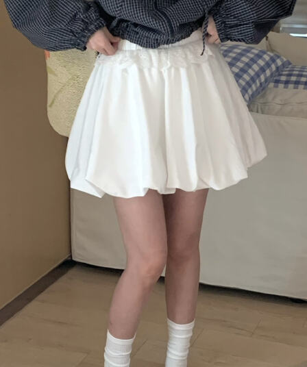 여가 하이웨이스트 미니 스커트 여성 여름 한 부서 신선함 레이스 치마 머리 작은 대중 허리밴드 꽃밭 반신 스커트 여성
