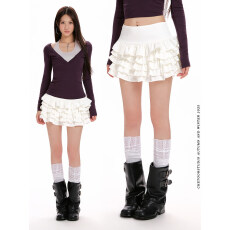 批发白色蓬蓬蛋糕裙女少女新款高腰显瘦A字<b class='q'>半身裙</b>甜酷辣妹小个子短裙