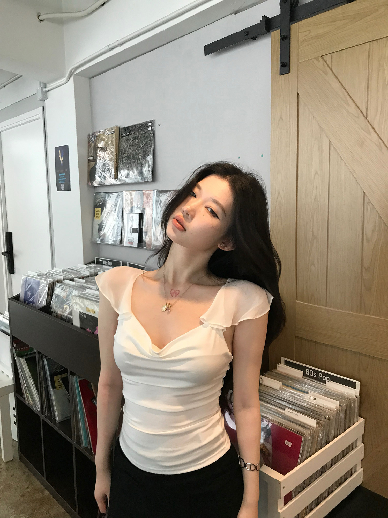sheepland 빛 산소 프라임 연 t 주간 실크 흔들다 칼라 반팔 티셔츠 여성 여름 허리 수축 디스플레이 얇고 작은 날다 소매 맨위