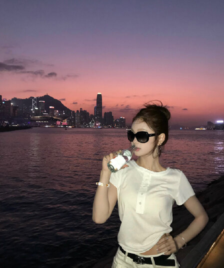 goo goo eyes 볼륨 측면 다용도 헨리 셔츠 칼라 티셔츠 길다 반팔 여성 여름 새로운 캐주얼 루즈핏 맨위