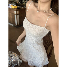 批发小曾不是曾 韩系白色无袖蕾丝吊带<b class='q'>连衣裙</b>女2026夏修身A字外穿裙子