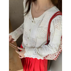 批发2026新款韩系百搭纯色银线针织开衫女秋<b class='q'>夏</b>新款显瘦薄款长袖上衣